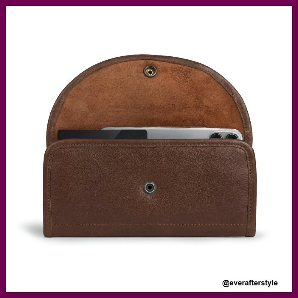 Full Grain Leather Snap Clutch Wallet Handmade Classic Elegant Minimal Chic